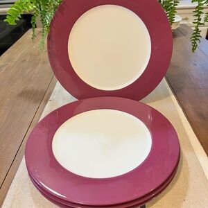 Set of 3 Villeroy & Boch Paeony Pink White Dinner Plates New w/out Tags